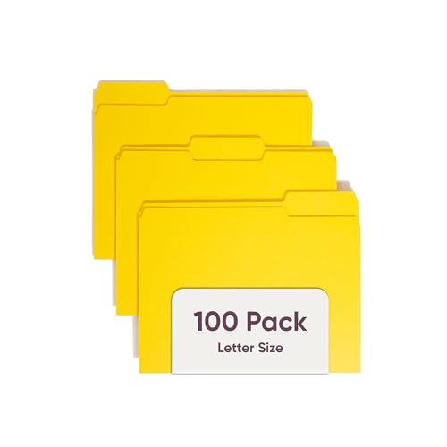 Smead Colored File Folder, 1/3-Cut Tab, Letter Size, Yellow, 100 per Box (12943)
