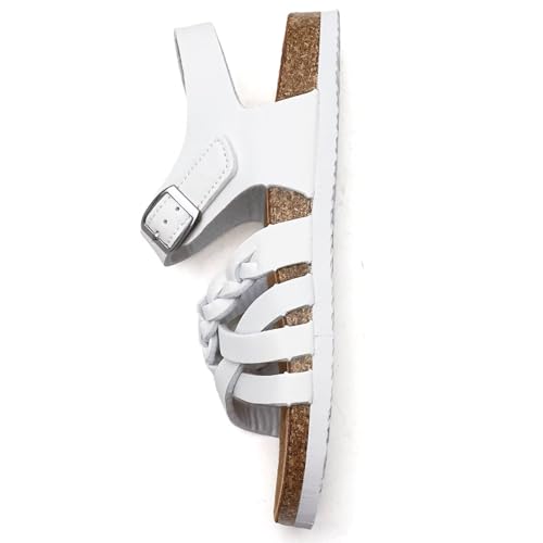 Image of Torotto Girls Sandals with Cork Footbed Adjustable Buckle Casual Slides Sandals Open Toes Flat for Kids Toddler