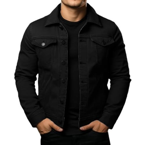 Men's Fashion Denim Jacket Slim Fit Button Down Casual Jeans Coat