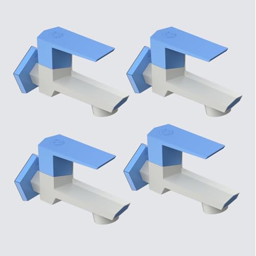 Image of RN PTMT Bib Cock for Bathroom | 15mm Foam Flow Water Tap with Flange | Luxury G20 Series Faucet | High-Grade Engineering Polymer Tap (White Blue Dual, Pack of 4)