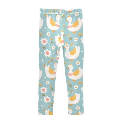 White Ducks Girls' Leggings Toddler Doodles Crowns Kids Yoga Pants Dance Active Tights 4T2