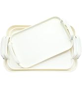 Zufudo 3 Pack Serving Tray with Handles, Stackable Reusable Trays for Serving Food, Plastic Servi...