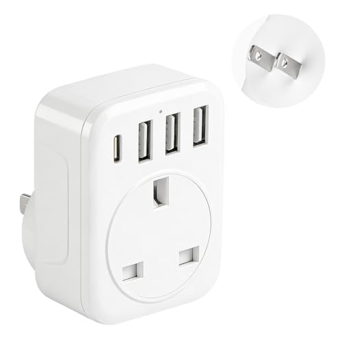 UK to Japan Plug Adapter SHUOMAO UK to Japan Travel Adaptor with 4 USB