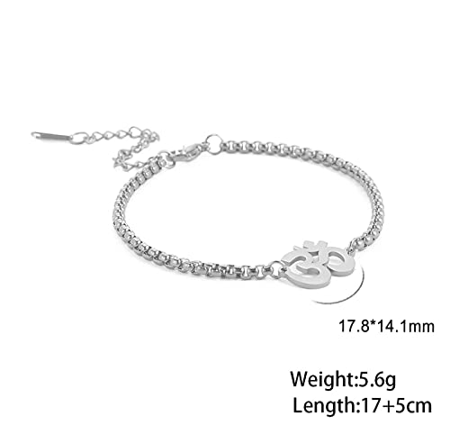 Pulsera Om para Mujer Cadena Ajustable Acero Inoxidable miniatura 7
