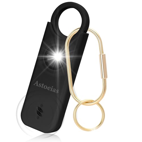 Personal Safety Alarm for Women - Personal Alarm for Women - 135 dB Siren LED Strobe Light Personal Emergency Security Safe Devices Key Chain Alarms for Women Kids Elderly (Black)
