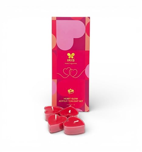 Image of IRIS Acrylic Heart Shaped Tealight Candle |Romance Fragrance | Pack of 10 | Burns Upto 2 Hours |Idially for Gifting