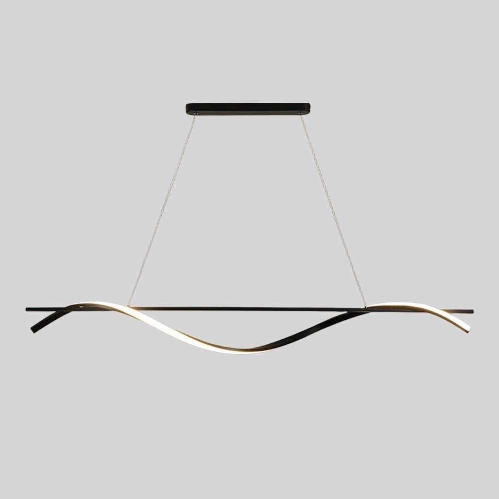 Liniowa lampa wisząca, spiralna metalowa lampa wisząca z białym akrylowym kloszem, czarne długie lampy wiszące, nowoczesne lampy sufitowe LED – 23 W, 3 kolory