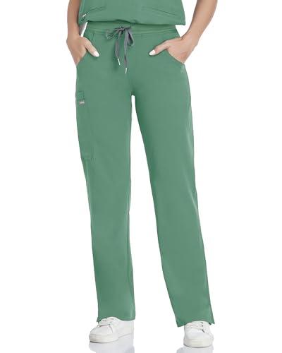 COMENII Women's Scrubs with Knit Yoga Waistband Cargo Pants