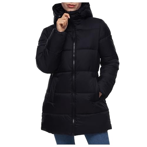 Rokka&Rolla Women's Lightweight Water-Resistant Puffer Jacket Hooded Winter Long Coat