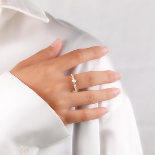 Engagement Rings for Women Round Cut Halo Moissanite Promise Rings for Her 925 Sterling Silver Rings Wedding Bands for Women Size 4-122