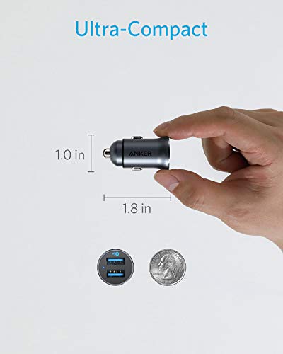 Anker Caricatore Auto Mini 24W 4.8 A Doppia USB Metallo, Adattatore Auto PowerDrive 2 Alloy Flush Fit LED blu, per iPhone XR/XS/X/8/7/6/SE, iPad Pro/Air 2/Mini, Samsung Galaxy, Huawei, Xiaomi - Immagine 4