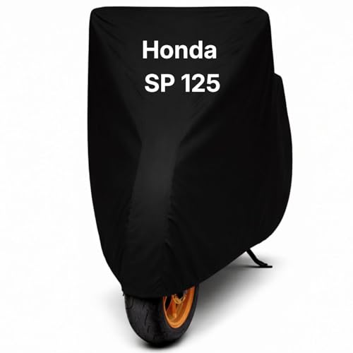 Image of Bike Body Cover for Honda SP 125 Waterproof & Dustproof Scooter Cover UV Resistant, Heat Resistant & All Weather Protection Heavy Duty Triple Stitched Two Wheeler Cover (Black)