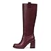 Kalstage Platform Knee High Boots Women Fashion Fall Chunky Heel Boot Square Toe Half Zip Tall Boots for Concert Club Festival