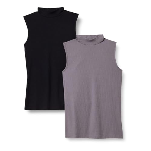 Image of Amazon Essentials Women's Mock-Neck Slim-Fit Ribbed Knit Cotton Sleeveless Top