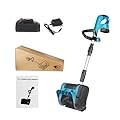 21V Cordless Snow Shovel - 12'' Electric Snow Blower, with 3 Ah Batteries Included, Adjustable Front Handle & Telescopic Pole Width 12.2" Depth 5.9",26 FT Throw Distance