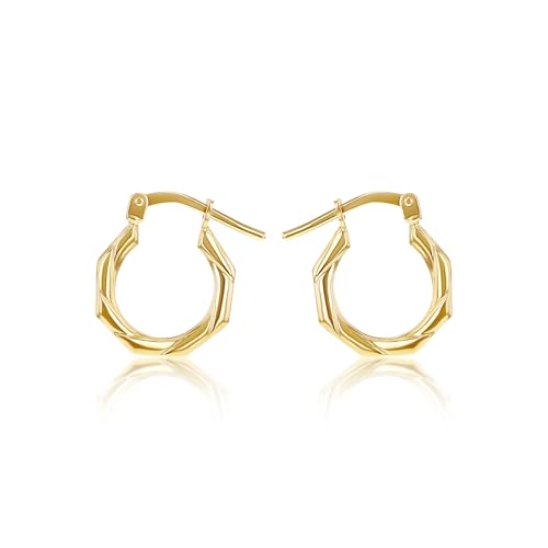 Boucles d'oreilles créoles torsadées octogonales plaquées or pour femme