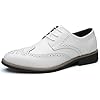 WUIWUIYU Men's British Style Lace-Up Wedding Business Formal Wingtips Brogue Oxfords Shoes White Size 10.5 #2