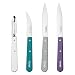 Opinel - Set di 4 Coltelli da Cucina Essenziali Art Déco - N°112 Ufficio, N°113 Seghettato, N°114 Verdure, N°115 Pelapatate - Viola, Grigio Chiaro, Verde, Bianco