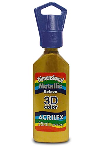 Tinta Relevo Dimensional, Dourado/Metálico, Acrilex