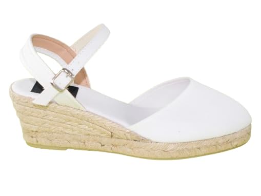 Alpargata Cuña de Esparto para Mujer,Altura 4 Cuerdas, Disponible en Marino, Negro, Crudo, Blanco y Rojo