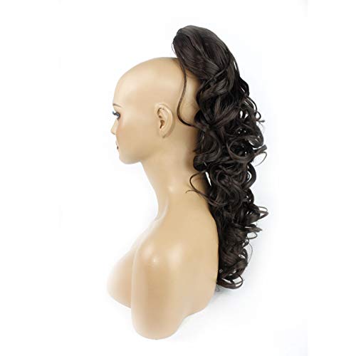 22" PONYTAIL WAVY Medium Brown #6 REVERSIBLE Claw Clip