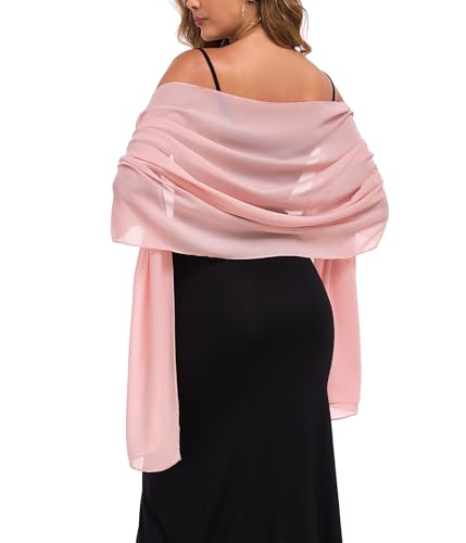 Pukguro Blush Pink Shawls and Wraps for Weddings Sheer Chiffon Women Evening Wraps Silky Scarf 79 * 18