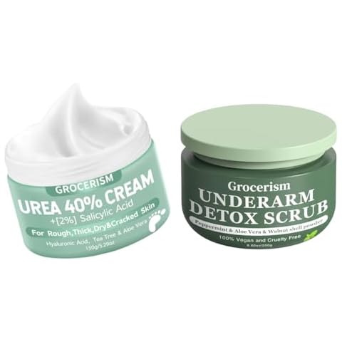 Grocerism Urea Cream 40 Percent For Feet Plus 2% Salicylic Acid 5.29 oz + Armpit Detox and Body Scrub 8.8oz Cover