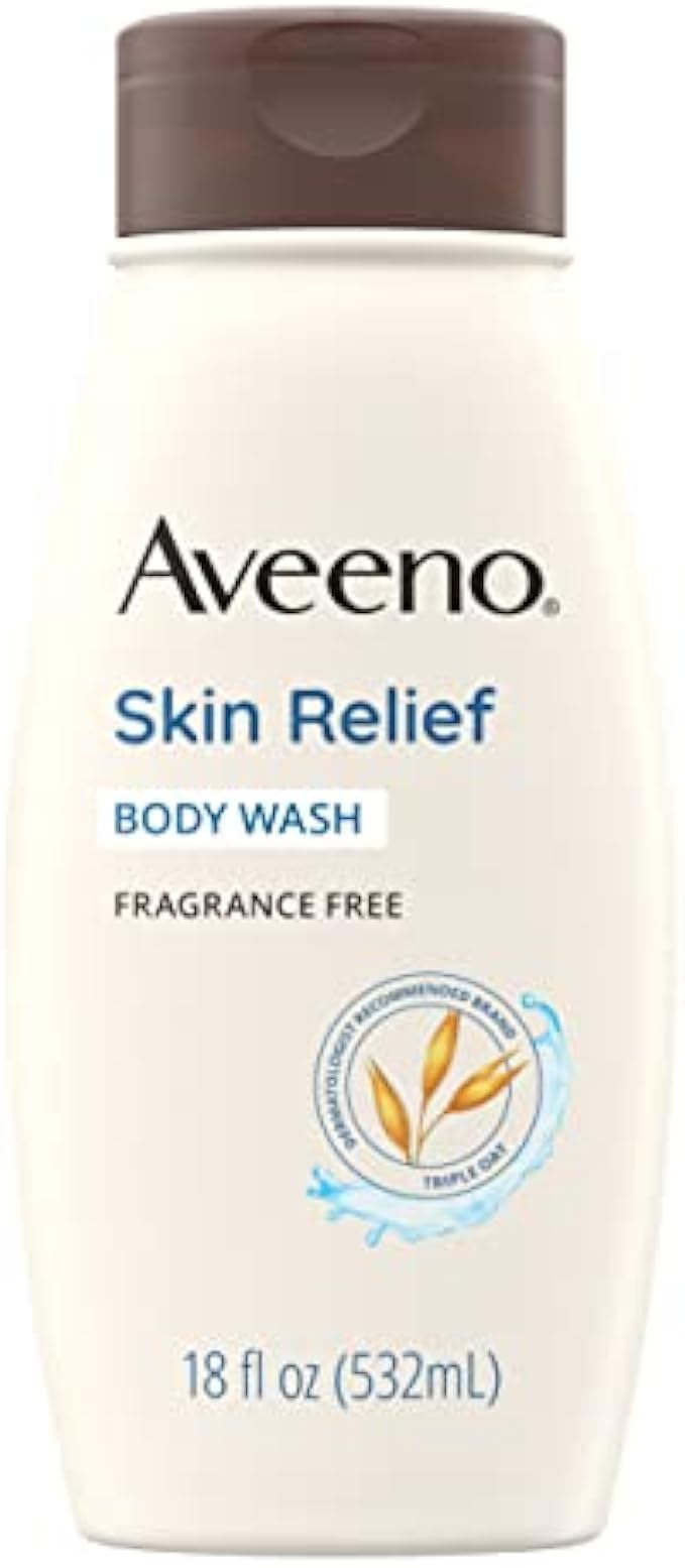 Aveeno Skin Relief Fragrance-Free Body Wash with Triple Oat Formula Soothes Itchy, Dry Skin, Formulated for Sensitive Skin, Fragrance-, Paraben-, Dye- & Soap-Free, 18 fl. oz - Packaging May Vary
