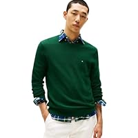 Tommy Hilfiger Uomo Pullover Essential Structure Crew Neck Regular Fit, Verde (Ornamental Green Heather), L