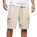 Men's Casual Cotton Linen Shorts Summer Beach Shorts Lightweight Drawstring Elastic Waist Chino Golf Short 2026 Fashion Khaki X-Large