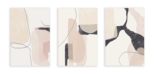 Impression sur toile marbre abstrait PMCTAZ triptyque bohème moderne de qualité supérieure