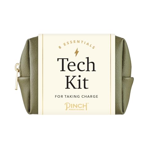 Pinch Provisions Mid-Size Tech Kit, Includes 8 Professional Technology Essentials, Perfect for Remote Work, Personal Office Accessories, & Gifting at Work (Olive)
