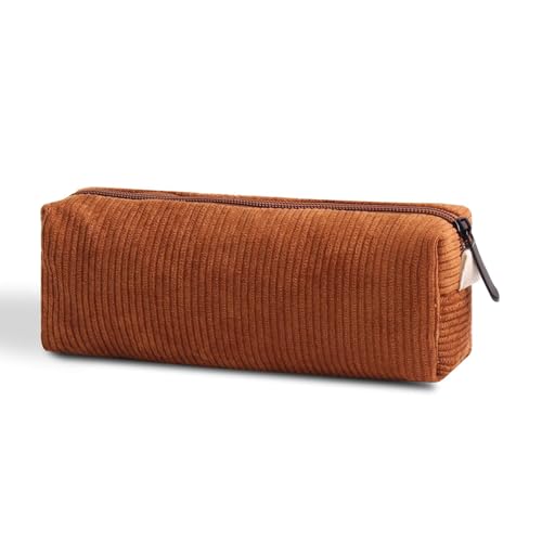 MEISO Astuccio Matite di Grande Capacità, Portatile Penne Bambini con Cerniera, Organizer Cancelleria Ufficio, Astuccio Cosmetici, per Casa, Scuola, Ufficio (Marrone)