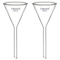 Labasics Borosilikatglas Trichter, 2er-Pack Schwere Glaswand Trichter Glass Funnel Kurzer Stiel 50 mm Durchmesser, 50 mm Stiellänge