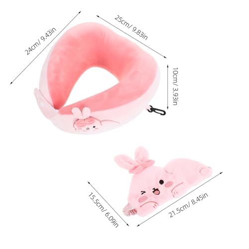 Almohada de cuello con máscara de viaje rosa 21.5x15.5x0.5 cm miniatura 2