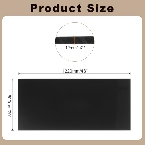 Image of MECCANIXITY HDPE Plastic Sheet 1 /2 inch Thick, 20 inch x 48 inch High Density Polyethylene Plastic Blocks, HDPE Cutting Board for DIY, Home Floor Improvement, Black