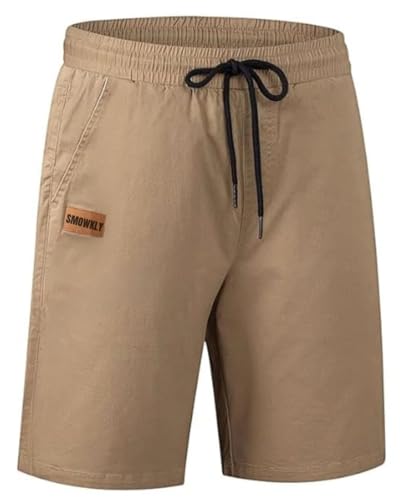 Image of Men's Cotton Casual Shorts |Knee Length Regular Fit Half Pant for Men| Elastic Waist with Drawstring | Regular Fit Shorts | Bermuda Shorts for Men | Lightweight Perfect for Workout, Beach & Summer
