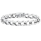 Beydodo Pulseras para hombre de acero inoxidable, pulsera para hombre, personalizada, 10 mm, pulsera de la amistad, amuletos, plata, 21 cm