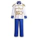 FYMNSI Prince Charming Costume for Kids Boys Halloween Cosplay Toddler Royal Prince Outfits Medieval Knight Costume Boys King Cosplay Dress up Jacket Pants Crown Belt Royal Blue 4PCS 3-4T