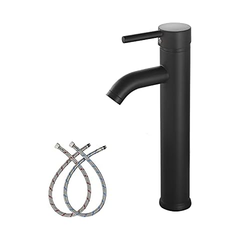 Bathroom Vessel Sink Faucet Matte Black Single Handle One Hole Bowl Sink Faucet Tall Body Rustic Tall Bathroom Faucet Deck Mount Cover