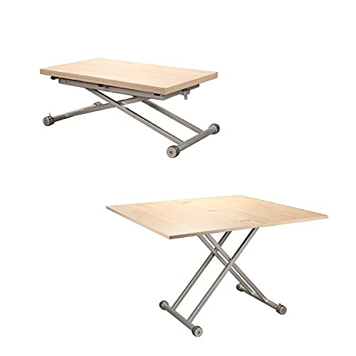 MerkaHome - Mesa DE Centro ELEVABLE HIDRÁULICA Extensible Roble 100X57 CM Zanzibar