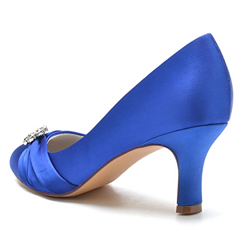COMFASH Wedding Shoes Women Closed Toe Bridal Shoes High Slip on Satin Court Shoes Dress Evening Shoes for Women Bridal Bride 6.5Cm2
