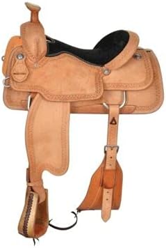 Western Horse Saddle Wade Tree A Fork Ranch Roping Work Handmade Tooled Carved Premium Leather Equestrian Trail Horse Saddle for Horse Riding Size: 10-18 inches Seat, OS235
