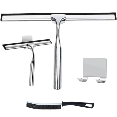 Image of 10 inch Multi Purpose Squeegee, Heavy Duty Window Silicon Scrubber, Window Duster, Stainless Steel Shower Squeegee for Glass Doors, Window, Shower Door, Car Windshield