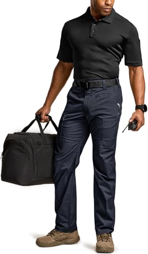 CQR Men's Utility Flex Cargo Pants, Classic-Fit Casual Stretch Work Pants, Water Resistant Lightweight Tactical Hiking Pants3