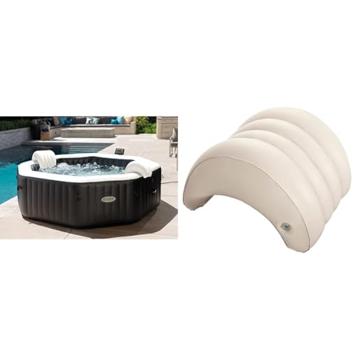 Image of Intex 86IN X86IN X28IN Purespa Jet And Bubble Deluxe Set, Inflated size: 218cm x 218cm x 71cm (28462BS) & 'PureSpa' Head Rest