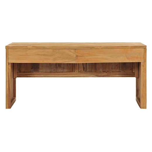 Tidyard TV-bänk TV-skåp i teak med 2 lådor, naturlig, 100 x 35 x 45 cm