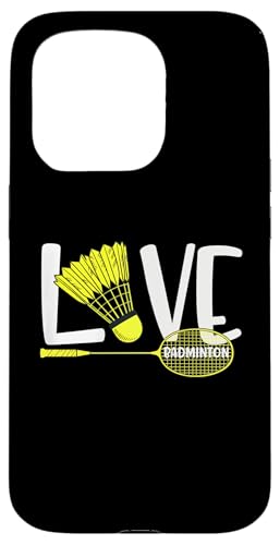 LOVE BADMINTON Cute Racket and Shuttlecock Sports Fan Player X}zP[X iPhone 15 Pro p