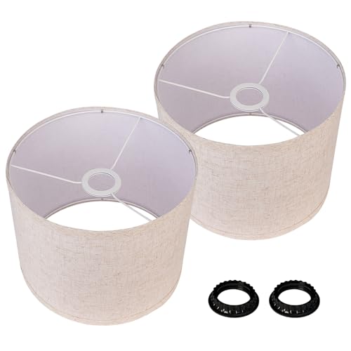 Pantallas de tambor de lino beige de 11 pulgadas para lámparas de mesa y pie (juego de 2)