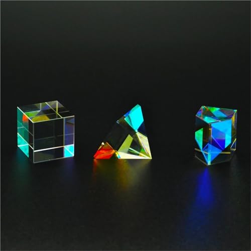 YEUBXDJ Juego de 3 prismas ópticos de cristal K9 de 20 mm, cubos divisores de haz de seis lados para experimentos y manipulación de luz